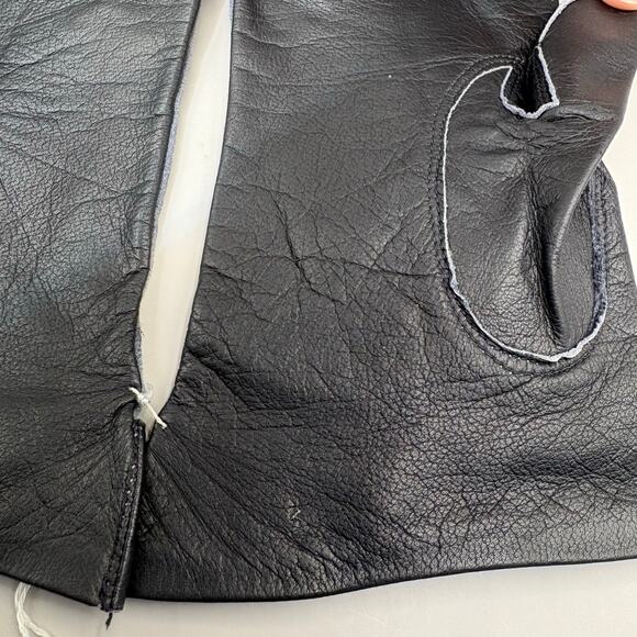 VTG Leather Gloves Black Embroidered Pure Silk Lined Made in France XS 7 NOS - Picture 12 of 13